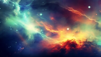 Celestial Nebula Cosmic Cloudscape Vivid Colors Stars