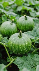 Pumpkin patches scattered across a farm, ready for the harvest season