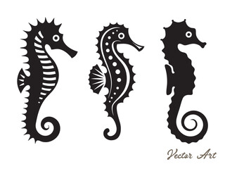 Seahorse vector silhouette an white background 