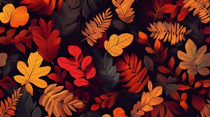 Autumn Leaves Seamless Pattern. (26)