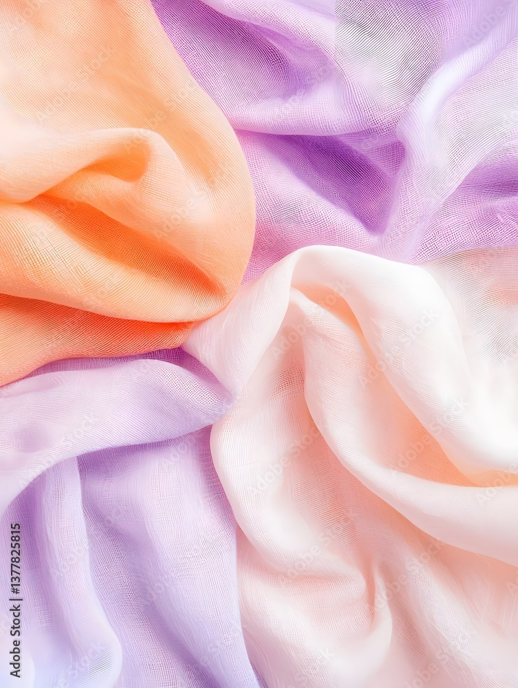 Poster delicate textiles in soft colors studio high-resolution image calm atmosphere close-up shot fabric e