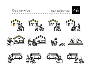 Daycare transportation, multiple icon set