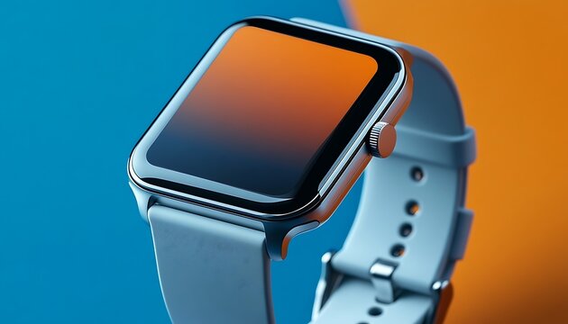 Sleek smartwatch with an ultra-clear AMOLED screen, displayed against a professional solid background before