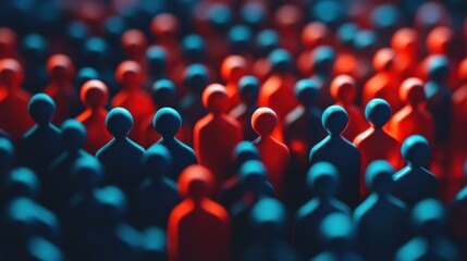 Fototapeta premium Abstract group dynamics red and blue figures in contrast