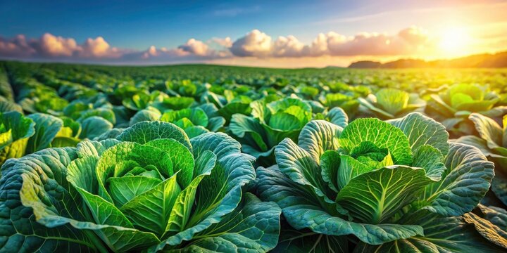 Stunning High-Resolution Photo of Cabbage Field, Fresh Green Cabbages, Agriculture, Farming, Vegetable Garden, Rural Landscape, Organic Produce