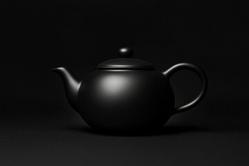 Black Teapot on Dark Background