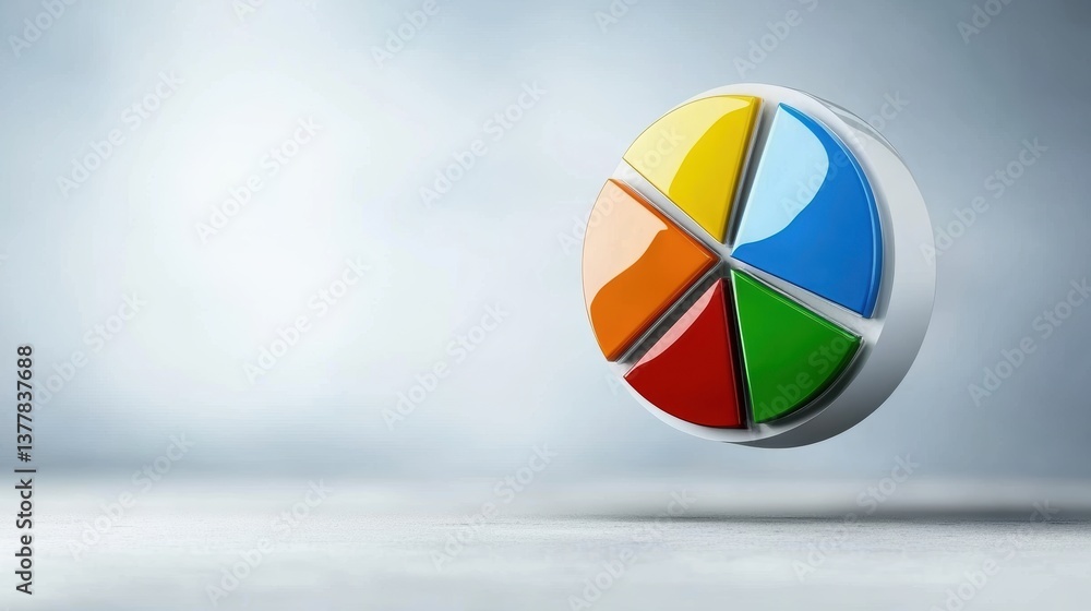 Aufkleber colorful 3d pie chart hovering above surface with five segments