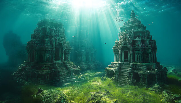 AI generated image of Dwaraka, the ancient Indian city submerged under the sea mentioned in the Indian epic Mahabharata