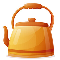 yellow retro kettle for stove yellow color for home kitchen. vector illustration