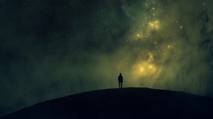 Fototapeta premium Galactic Requiem - Light Pollution's Last Stand | Urban Astronomy & Cosmic Melancholy in 16:9 Cinematic Frame