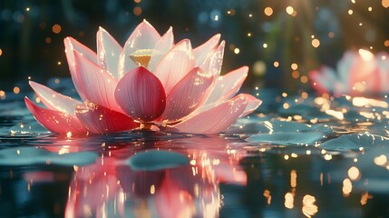 Beautiful blooming water lily in a peaceful pond