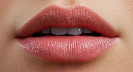 Fototapeta premium Close-up of lips expressing beauty in soft pink tones 