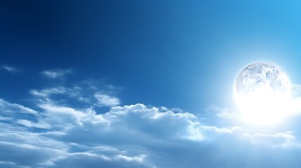 Serene Cloudscape With A Bright Full Moon