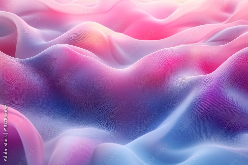 Poster waves of pastel gradients gently blend together, evoking a sense of tranquility and softness in an a