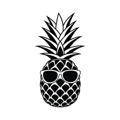Obraz premium pineapple with wearing sunglass vector illustration, isolated on a white background.