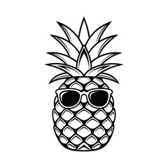 pineapple with wearing sunglass vector illustration, isolated on a white background.
