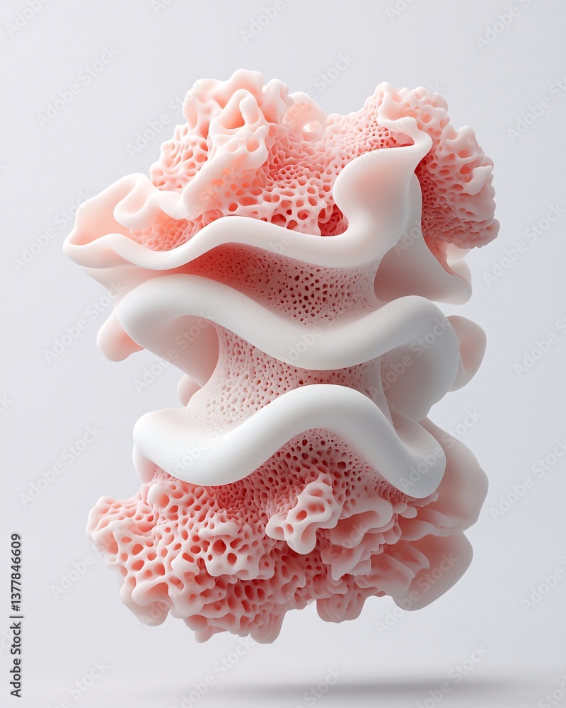 Poster ai-generated abstract composition, fluid organic forms merging with sharp digital textures, harmonio