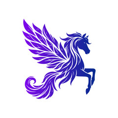 Blue horse running vector illustration