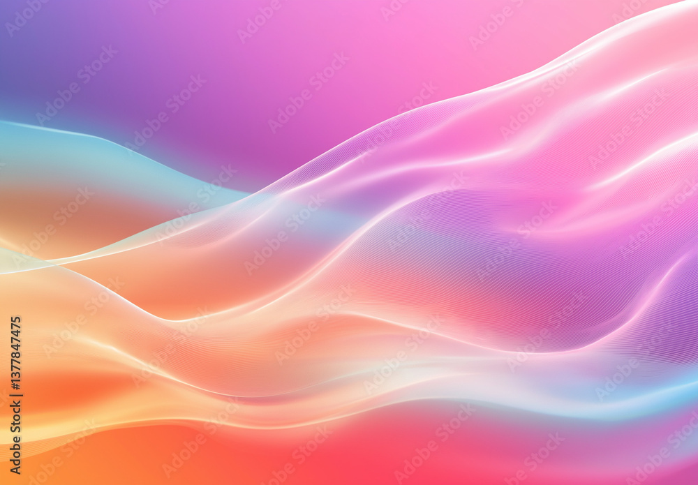 Poster abstract gradient background with pastel waves and soft curves
