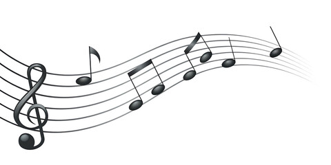 A black and white image of a musical note isolated on white background PNG. GENERATIVE AI