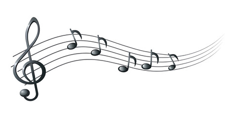 A black and white image of a musical note isolated on white background PNG. GENERATIVE AI