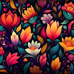 Vintage seamless floral pattern. Liberty style background of small golden orange flowers. Small flowers scattered over a white background. Stock vector for printing on surfaces. Realistic flowers.
