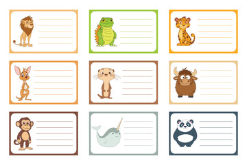 Animal name labels sticker design illustration