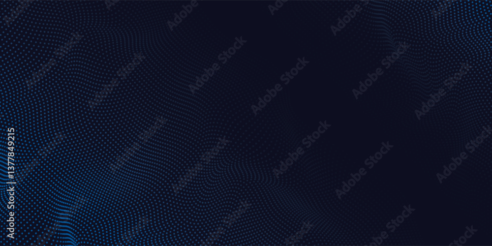 Poster abstract waving particle technology background design. abstract wave moving dots flow particles, hi-