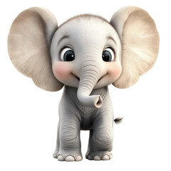 Cute baby elephant standing happy, Isolated on Transparent Background