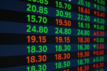 Fototapeta premium Stock market data displaying numbers changing on the screen