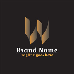 Vector logo design for a business company with water and wave elements symbolizing a global identity. W letter logo. Wings logo