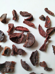 Adike or Areca Slices texture and pattern isolated on white background.