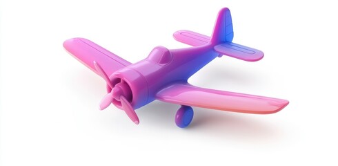 Sleek Airplane Model with Vibrant Gradient Shades from Pink to Blue isolated on white background
