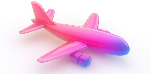 Sleek Airplane Model with Vibrant Gradient Shades from Pink to Blue isolated on white background