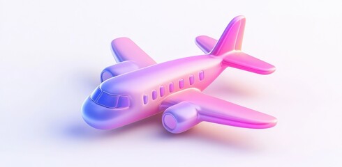 Sleek Airplane Model with Vibrant Gradient Shades from Pink to Blue isolated on white background