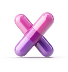 Intersecting Capsules with Vibrant Pink and Purple Shades isolated on white background