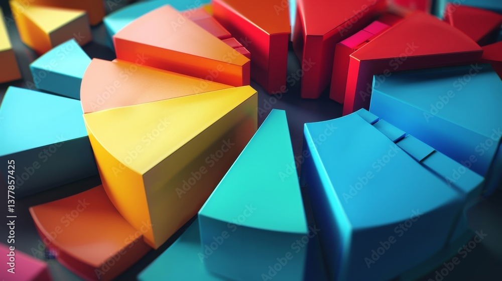 Aufkleber abstract d pie chart with floating parts, arranged in a dynamic, visually engaging layout