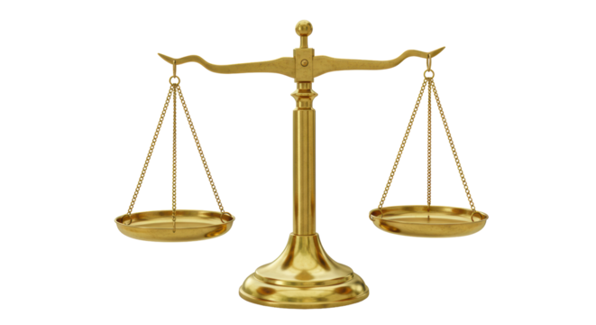 Isolated Golden Scale of Justice