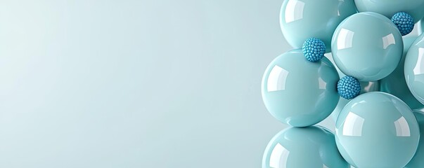 Blue exosome particles with three-dimensional skincare concept. Colorful abstract spheres in a modern, minimalistic design.