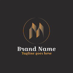 Simple and modern company logo design with a star symbol in vector style for business and branding. M Logo. 