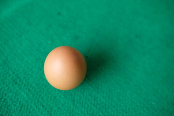 Single brown egg on a green surface (4)