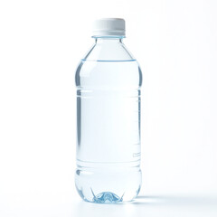 Clear water in plastic bottle, small, isolated on white background