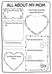 All About My Mom Worksheet for Grades 4-6 – A creative writing prompt to help students express their love, appreciation, and special memories about their moms.