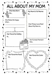 All About My Mom Worksheet for Grades 4-6 – A creative writing prompt to help students express their love, appreciation, and special memories about their moms.