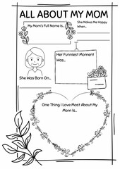 All About My Mom Worksheet for Grades 4-6 – A creative writing prompt to help students express their love, appreciation, and special memories about their moms.
