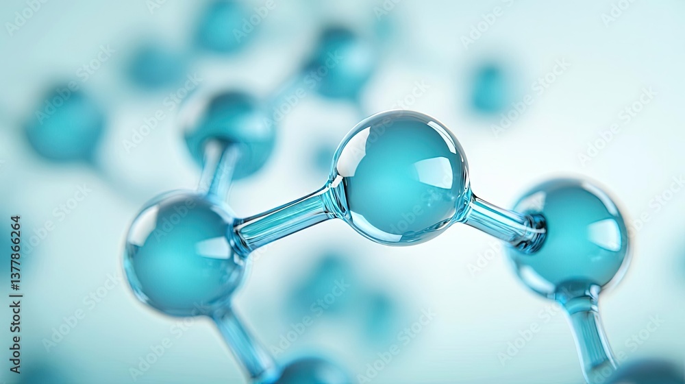 Poster blue exosome particles with three-dimensional sphere concept. close-up view of molecular structure w