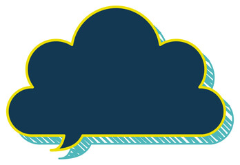 吹き出しのイラスト22【落書き風の影（青）】