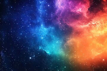 Vibrant cosmic nebula with swirling colors and scattered stars