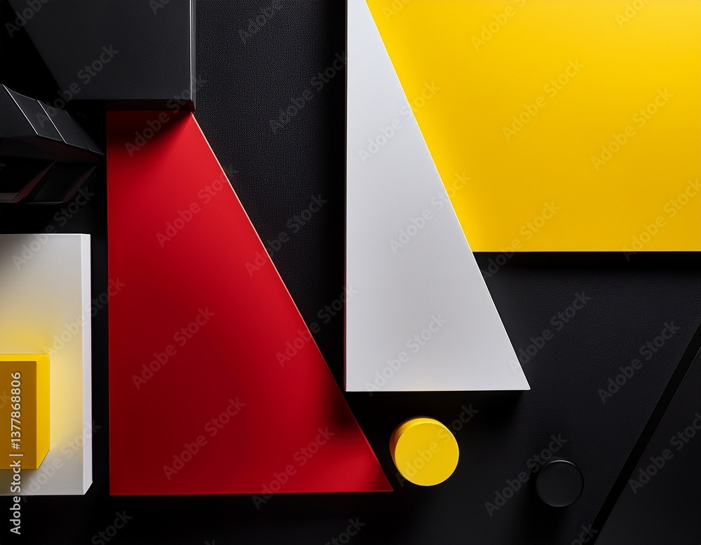 Wall mural geometric color blocks with dynamic contrast