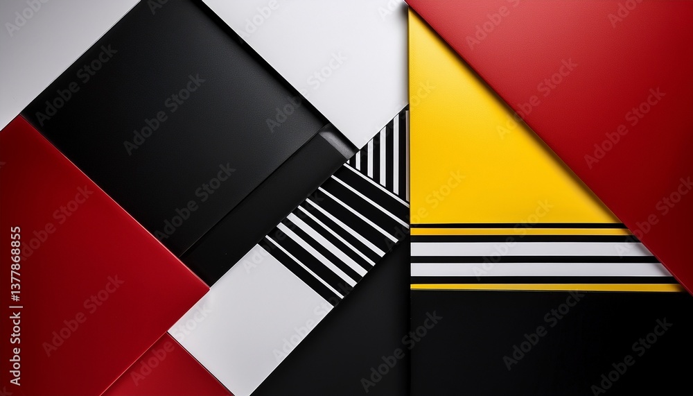 Wall mural geometric color blocks with dynamic contrast